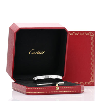 Cartier 18K White Gold 4 Diamond Love Bracelet 17 2 of 5
