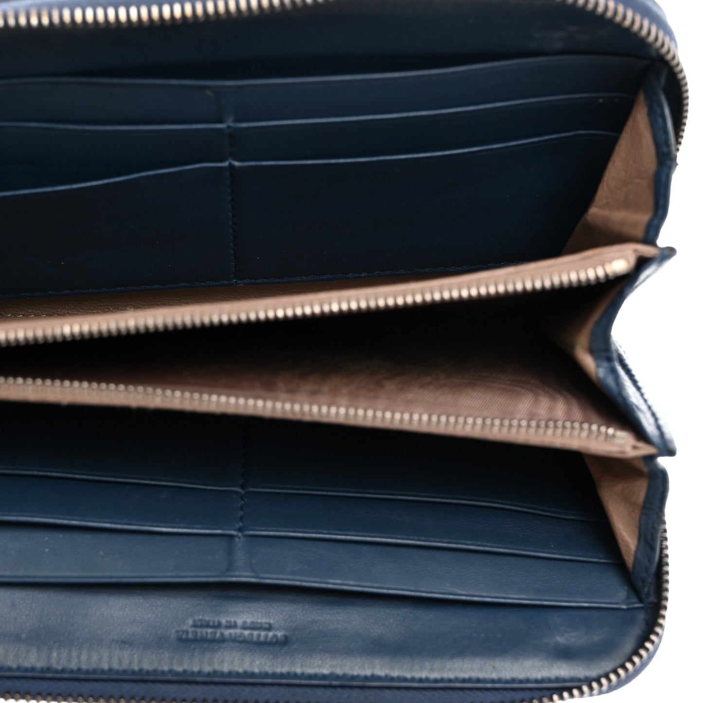 Nappa Intrecciato Zip Around Wallet Blue
