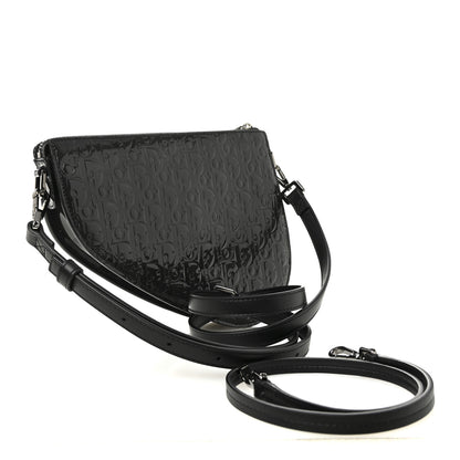Christian Dior Patent Oblique Embossed Saddle Boxy Bag Black 3 of 9