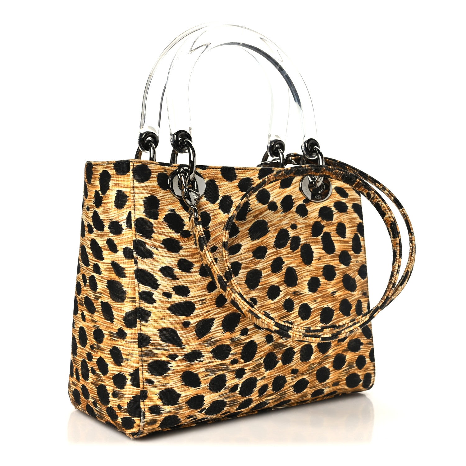 Christian Dior Canvas Leopard Print Medium Lady Dior 3 of 10
