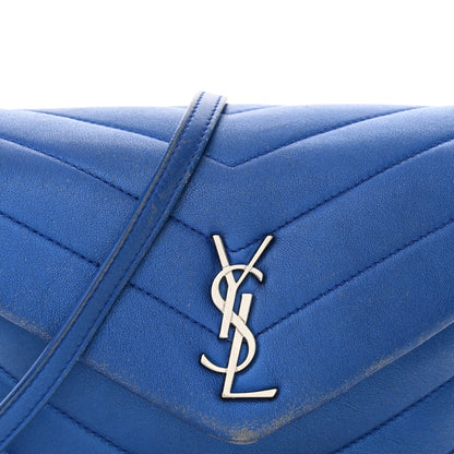 Saint Laurent Metallic Calfskin Y Quilted Monogram Toy Loulou Crossbody Bag Blue Royal 8 of 14