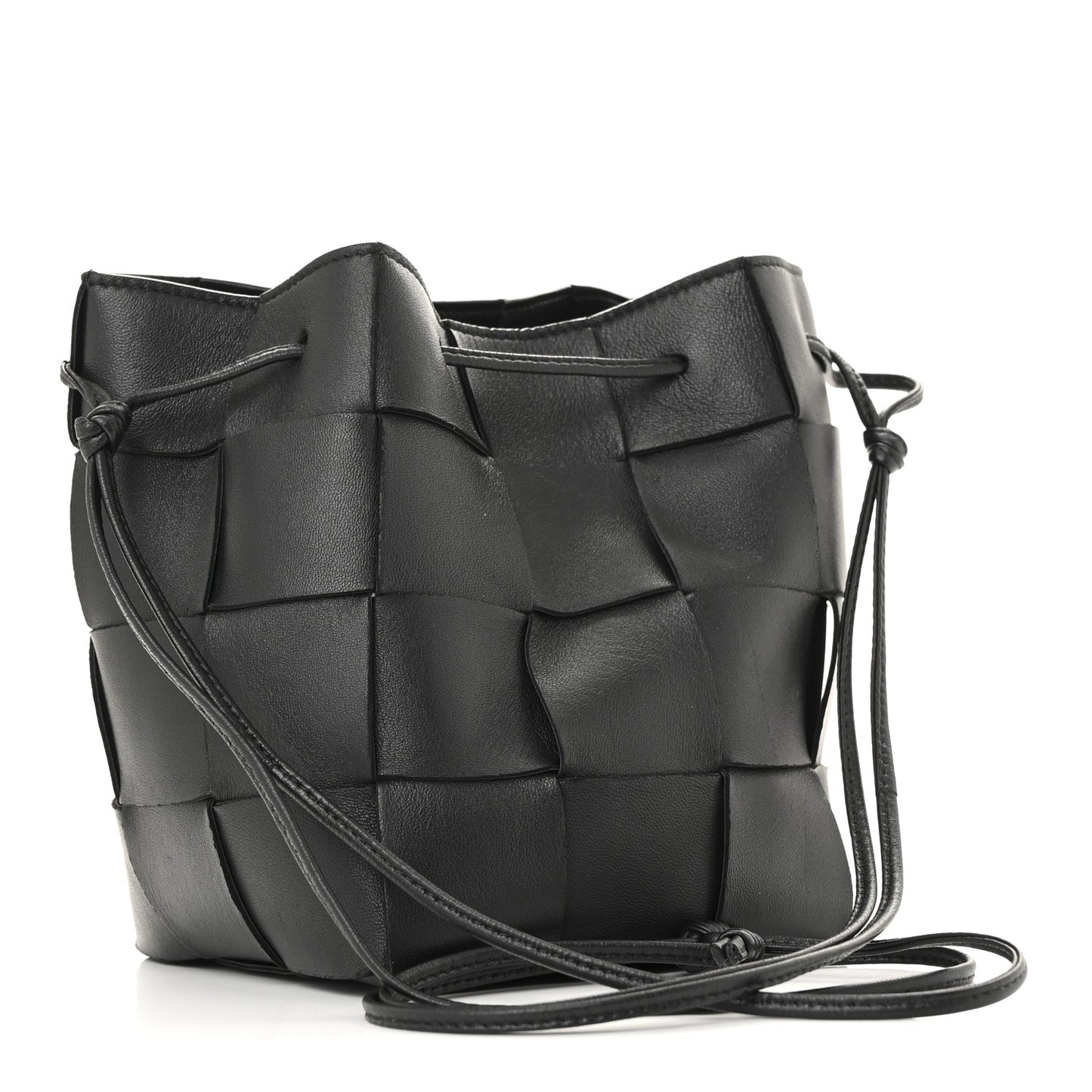 Nappa Maxi Intrecciato Small Cassette Bucket Bag Black