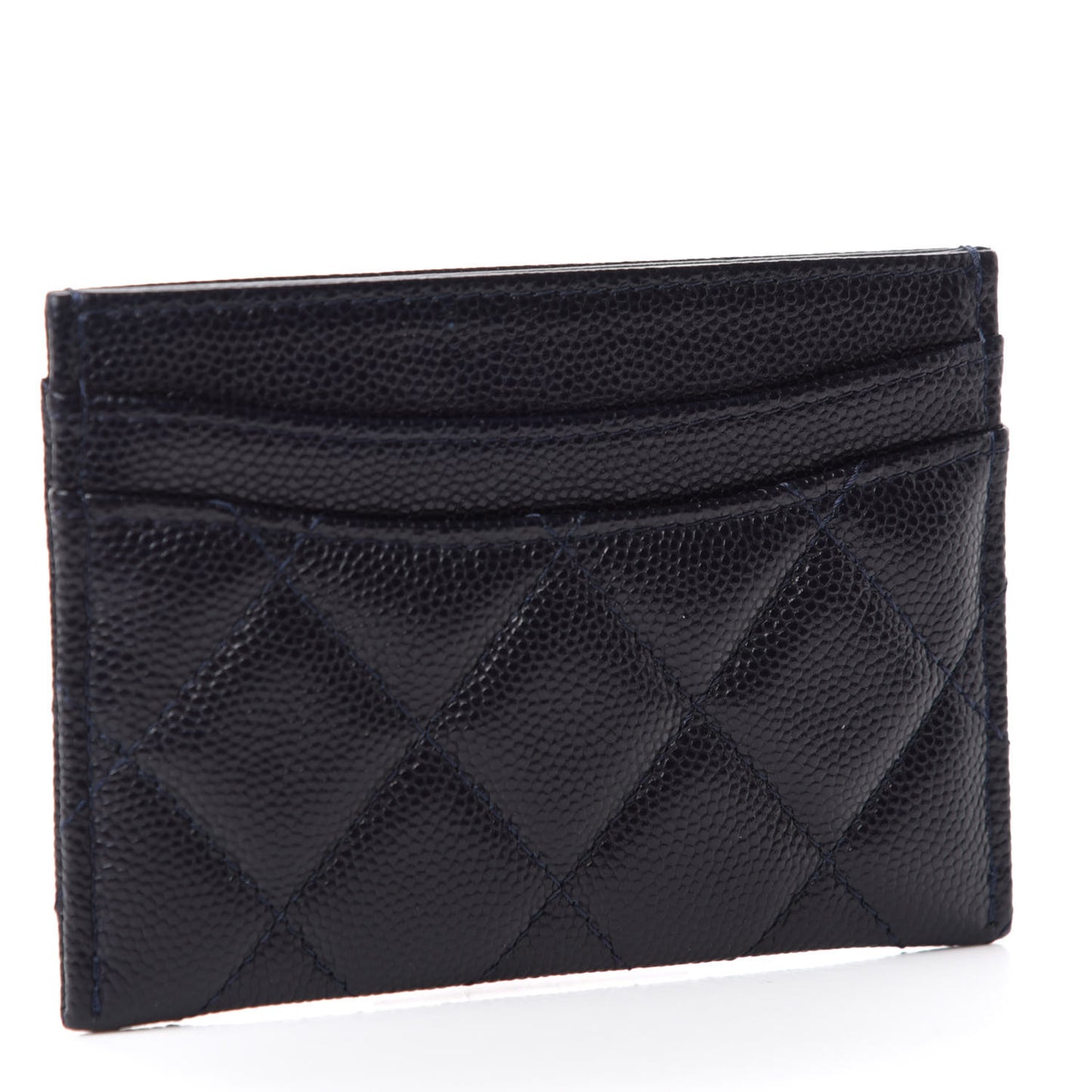 Caviar Quilted Card Holder Navy
