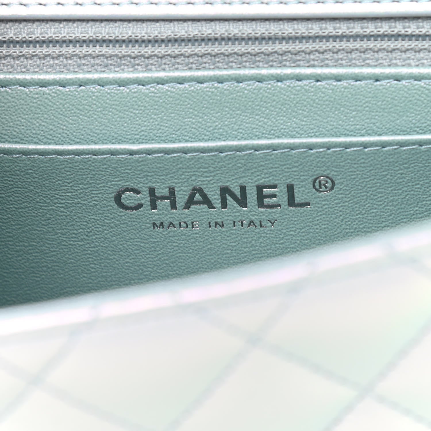 Chanel Iridescent Lambskin Quilted Mini Square Flap Light Blue 6 of 9