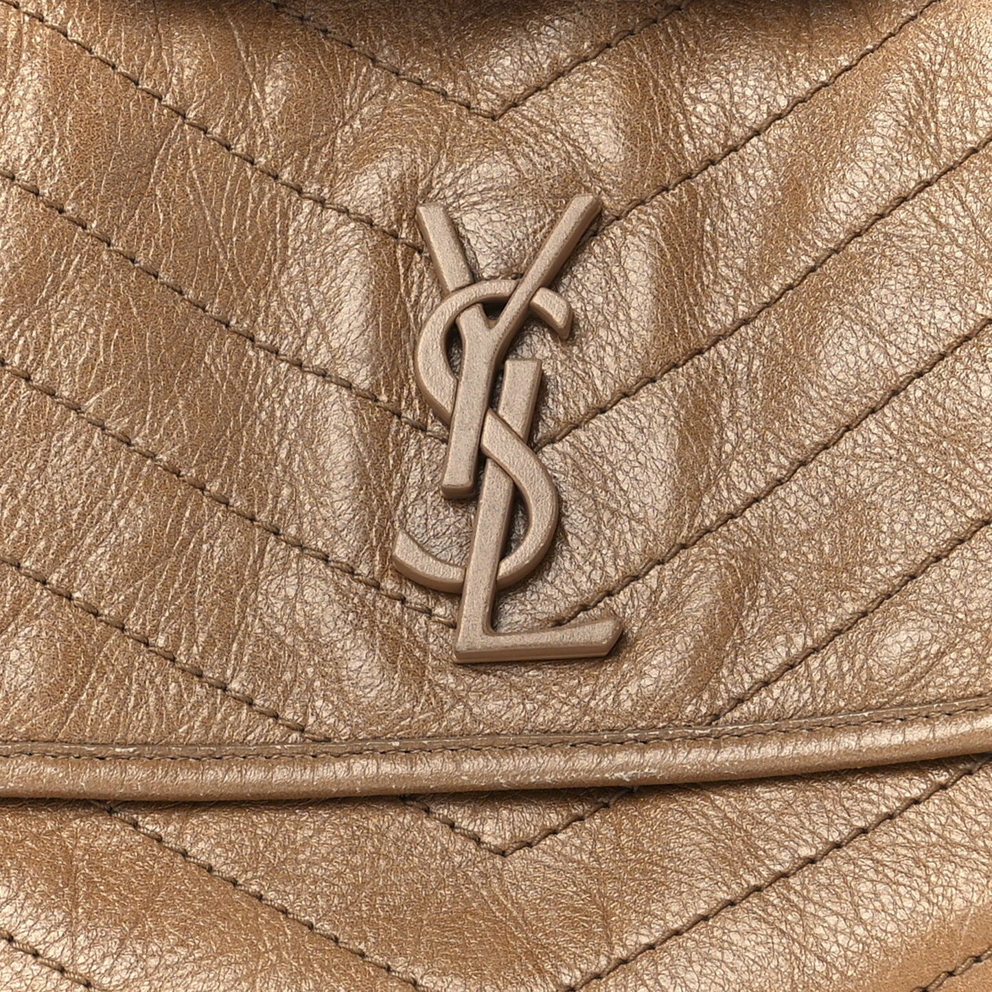Crinkled Calfskin Matelasse Monogram Medium Niki Chain Satchel Caramel