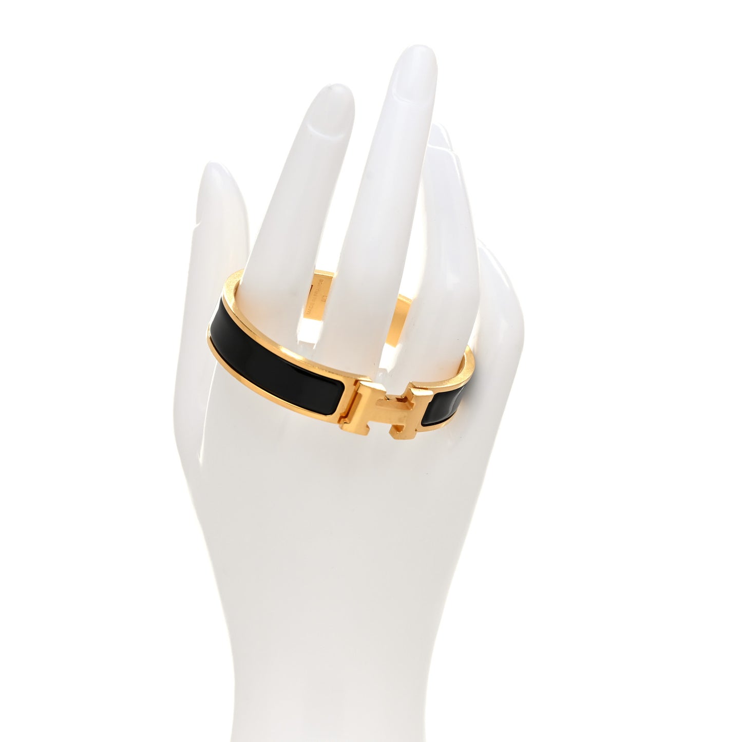 Enamel Narrow Clic Clac H Bracelet GM Black