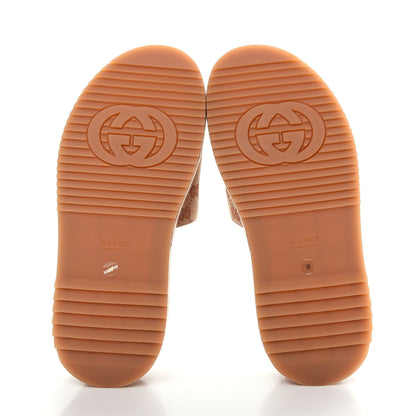Gucci Canvas GG Monogram Angelina Platform Slide Sandals 38 Beige Ruggine 6 of 10
