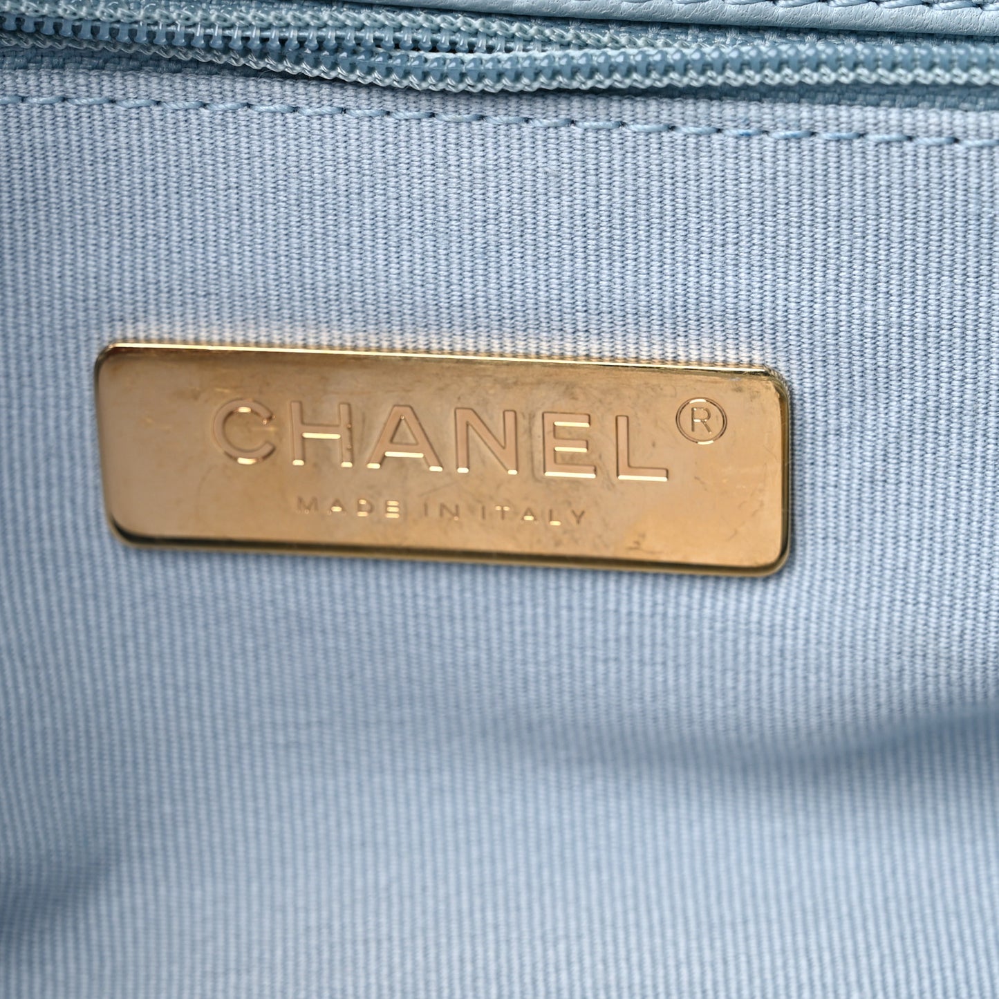 Goatskin Quilted Maxi Chanel 19 Flap Light Blue