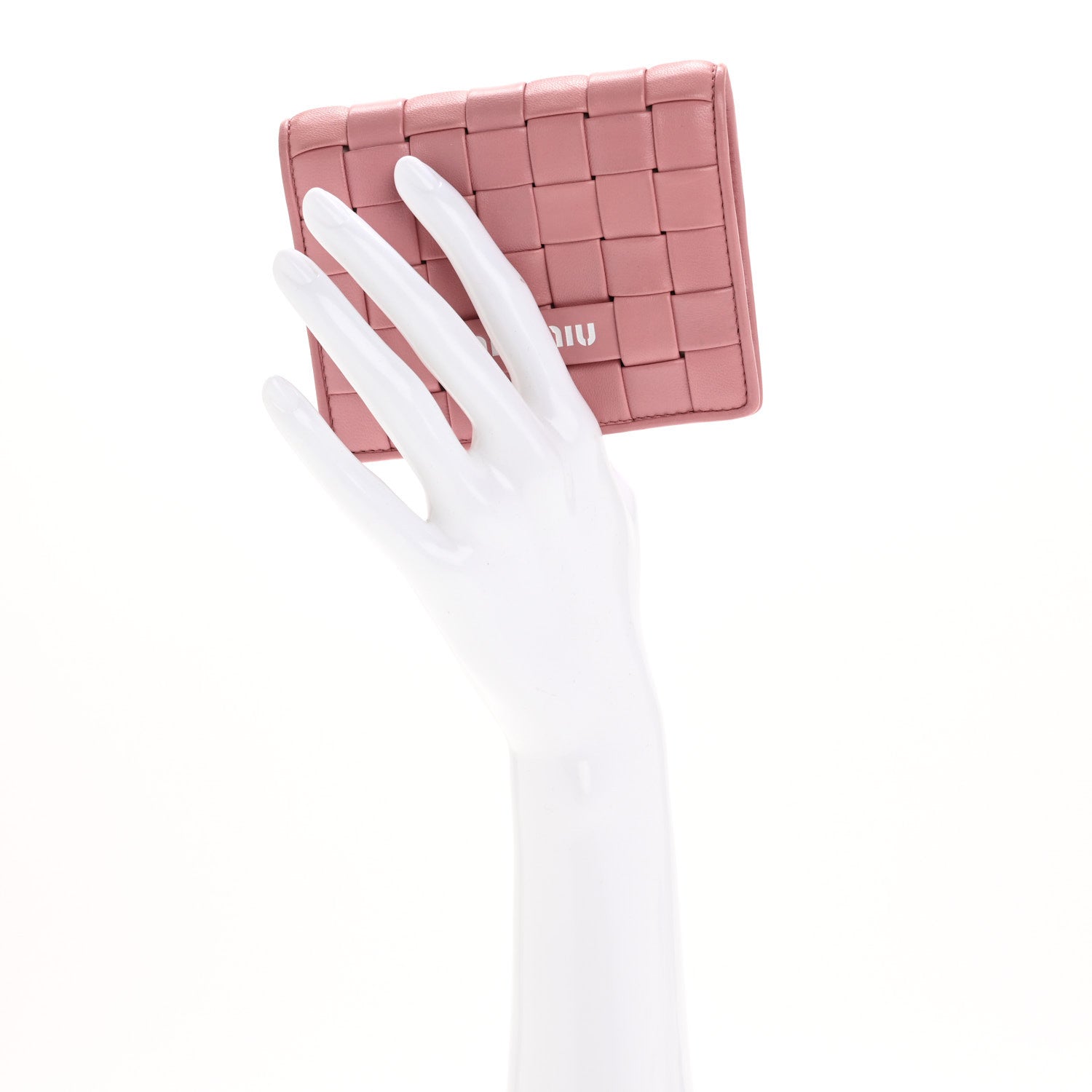 Miu Miu Nappa Intreccio Bi-Fold Compact Wallet Rosa 2 of 11