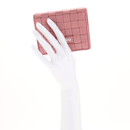 Miu Miu Nappa Intreccio Bi-Fold Compact Wallet Rosa 2 of 11