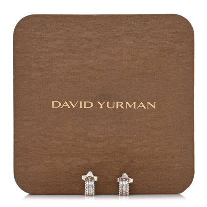 David Yurman Sterling Silver Diamond 12mm Cable Hoop Earrings 5 of 5