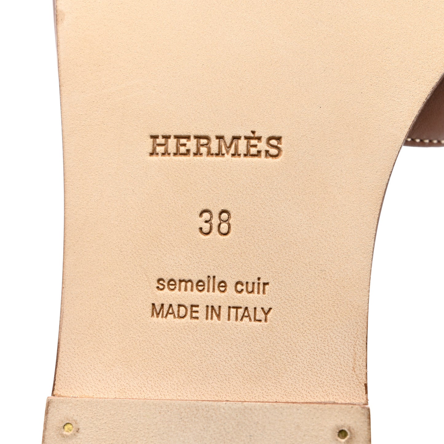 Box Calfskin Oran Sandals 38 Gold