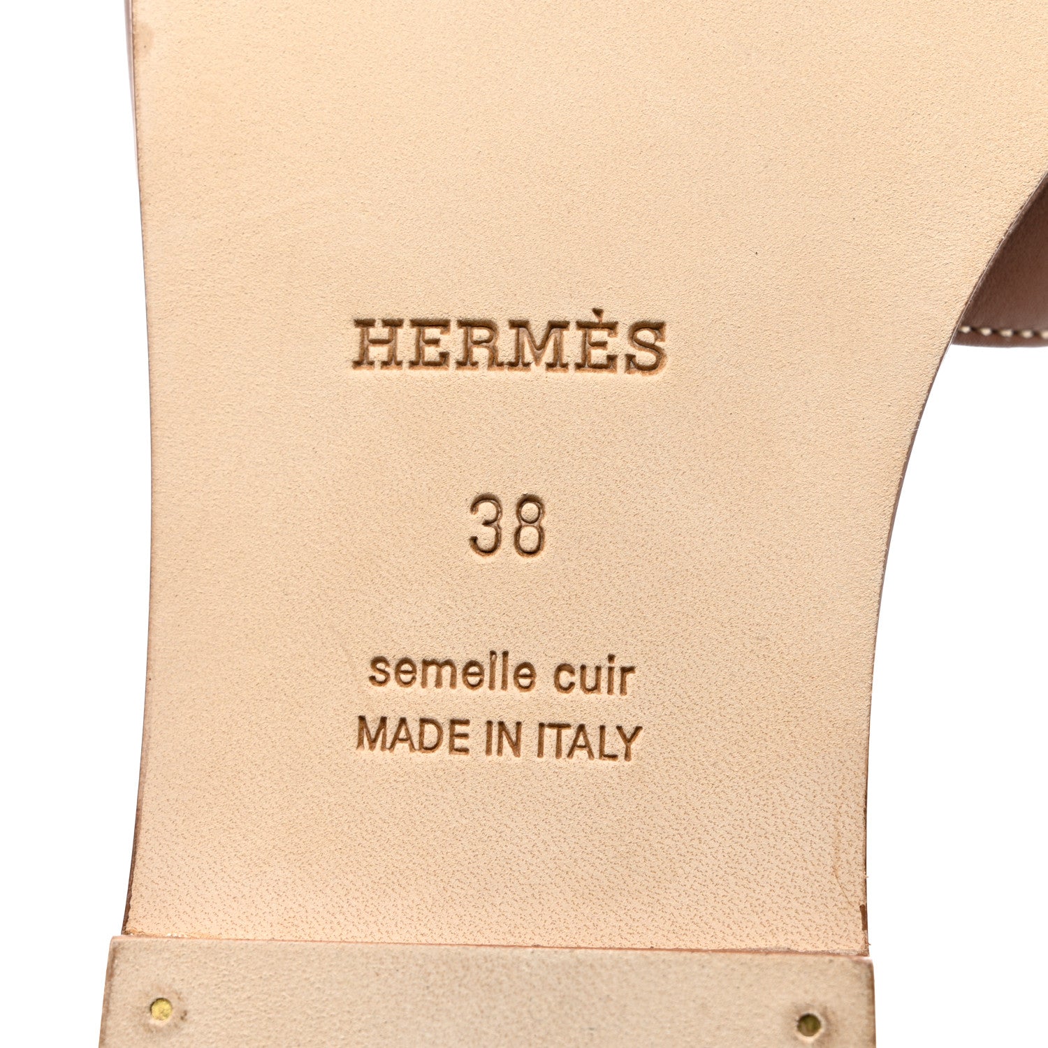 Hermes Box Calfskin Oran Sandals 38 Gold 8 of 9