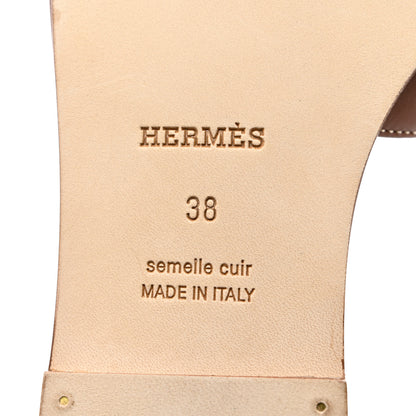Hermes Box Calfskin Oran Sandals 38 Gold 8 of 9