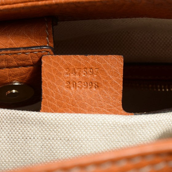 Pebbled Calfskin Medium Heritage Shoulder Bag Light Tobacco