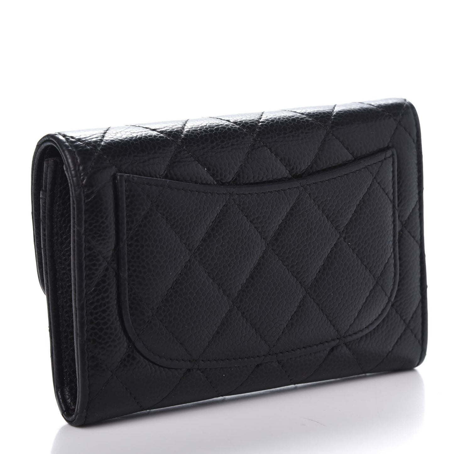 Caviar Quilted Small Flap Wallet Black