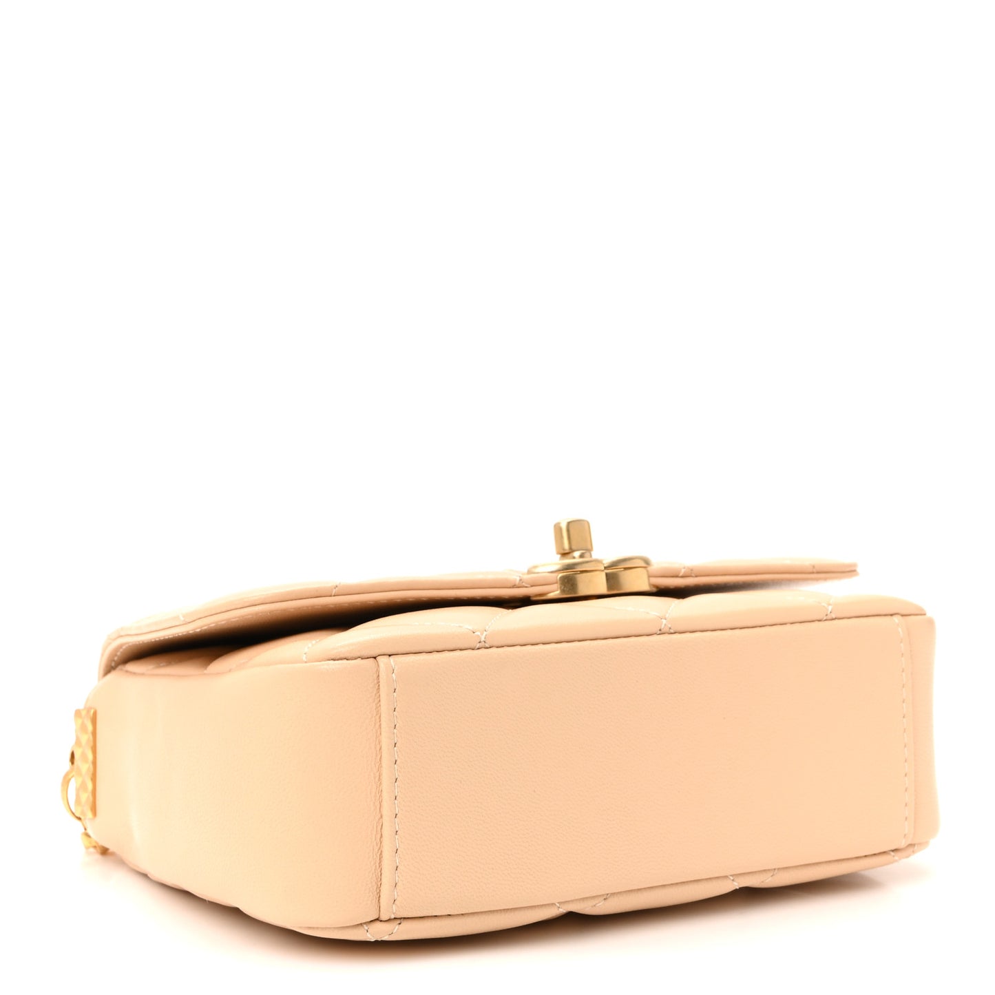 Lambskin Quilted CC Coin Flap Bag Beige
