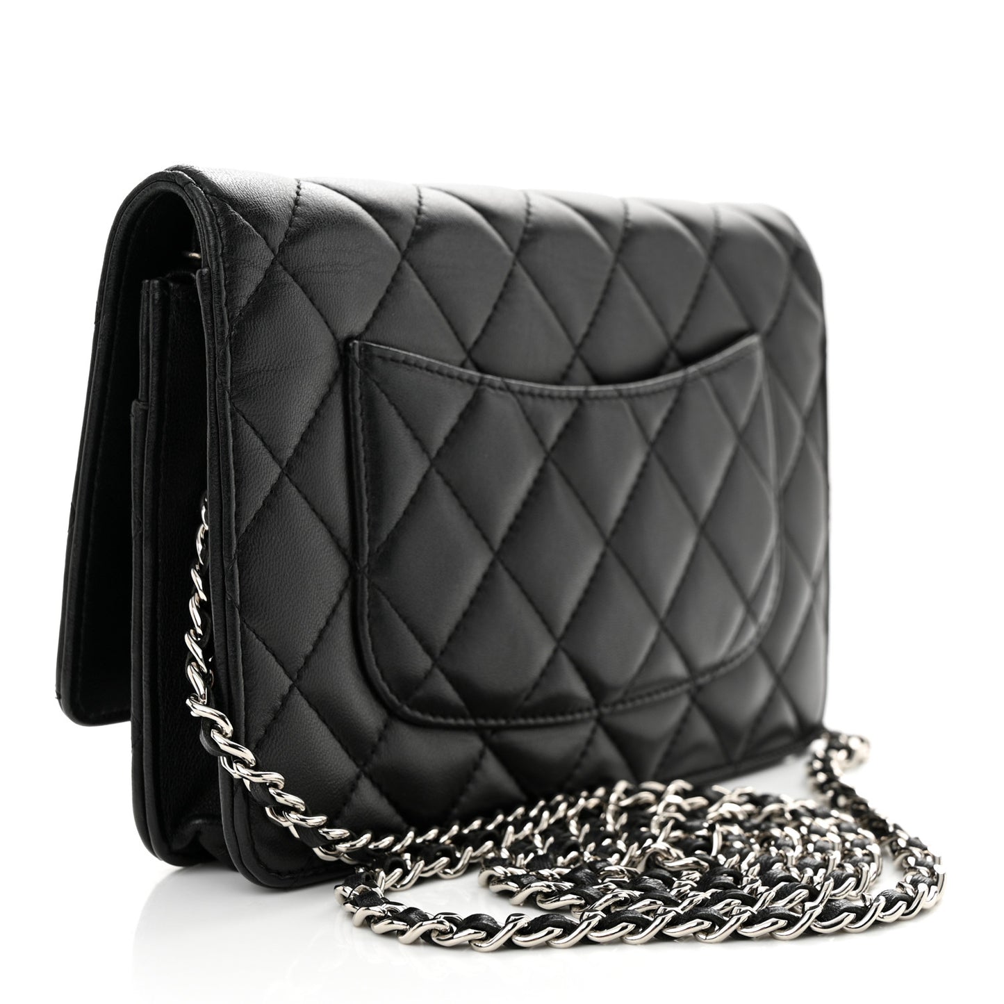 Lambskin Quilted Wallet On Chain WOC Black