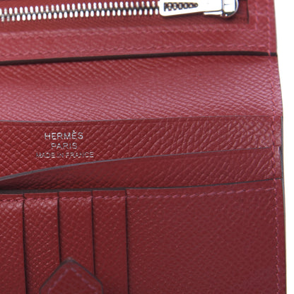 Hermes Epsom Bearn Compact Wallet Rouge Casaque 6 of 7