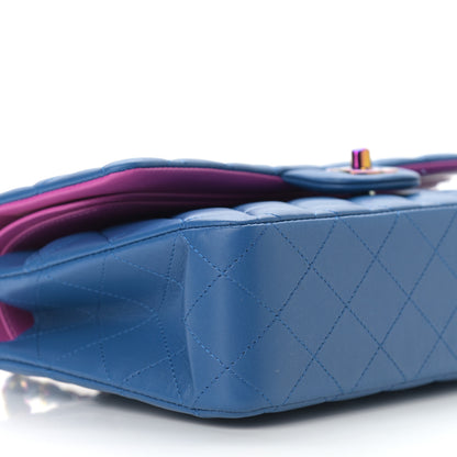 Chanel Lambskin Quilted Medium Double Flap Blue Pink 8 of 12