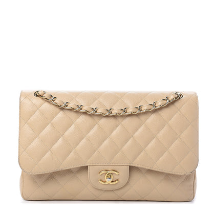 Chanel Caviar Quilted Jumbo Double Flap Light Beige 1 of 12