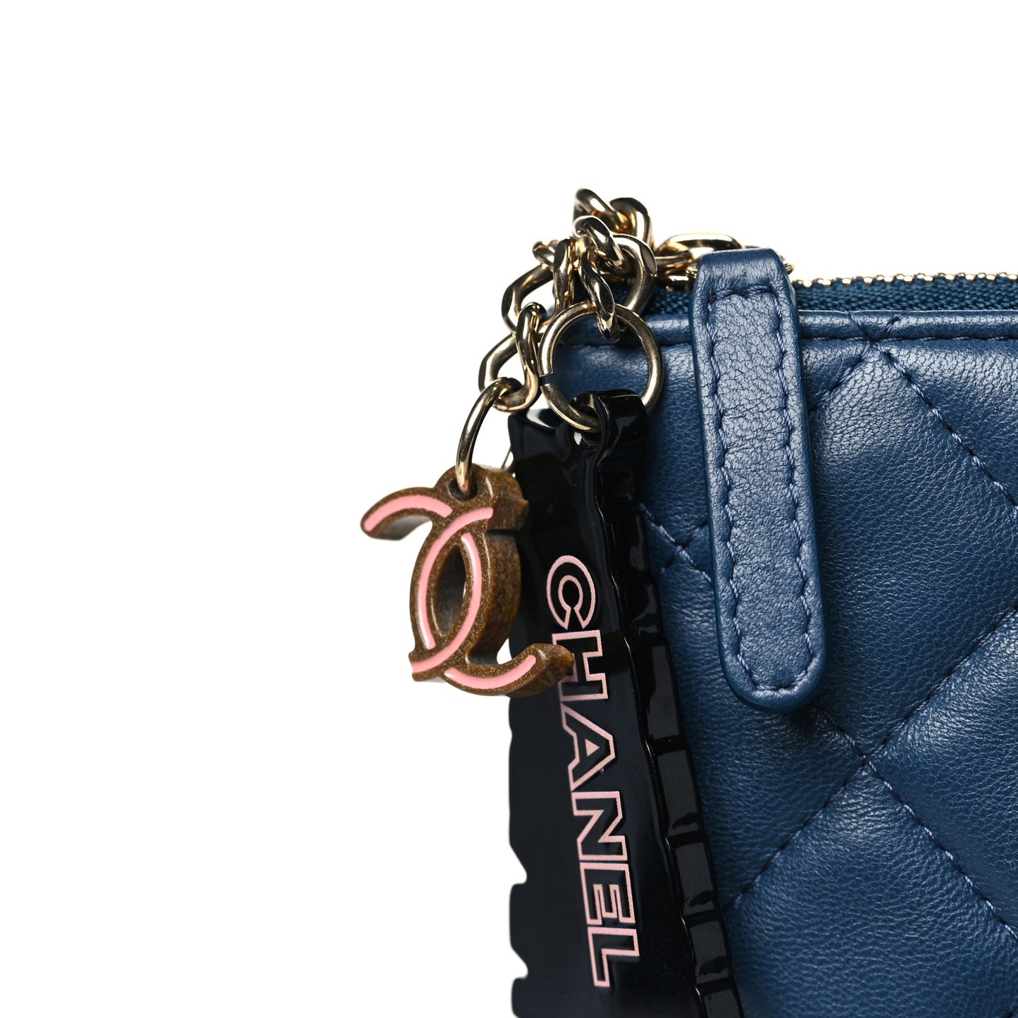 Lambskin Quilted Medium Cuba Cosmetic Case Navy