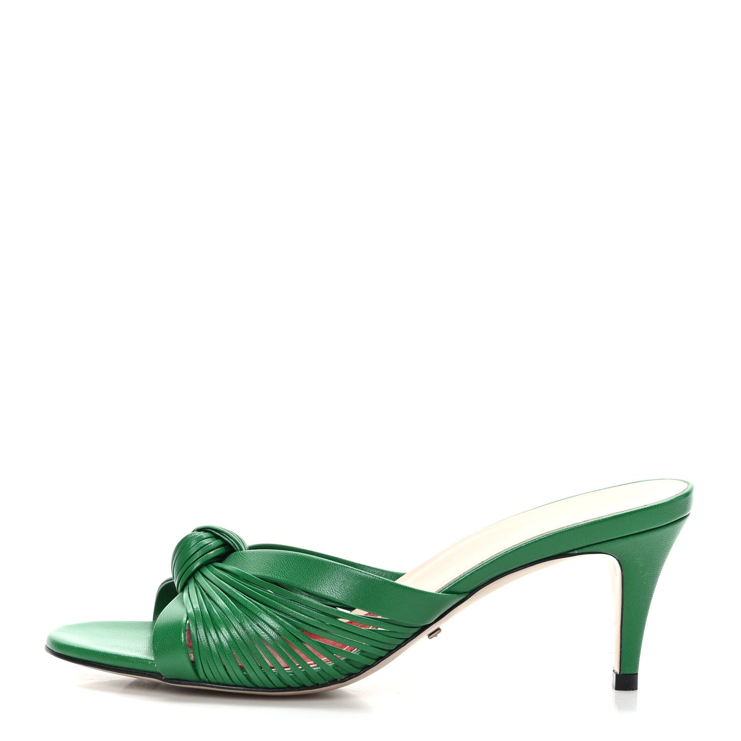 Gucci Malaga Kid Crawford Knot Mid Heel Slide Sandals 36.5 New Shamarock 1 of 7