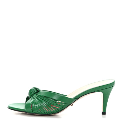 Gucci Malaga Kid Crawford Knot Mid Heel Slide Sandals 36.5 New Shamarock 1 of 7