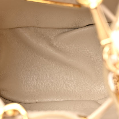 Prada Vernice Metal Triangle Logo Mini Drawcord Pouch Shoulder Bag Avorio 5 of 9