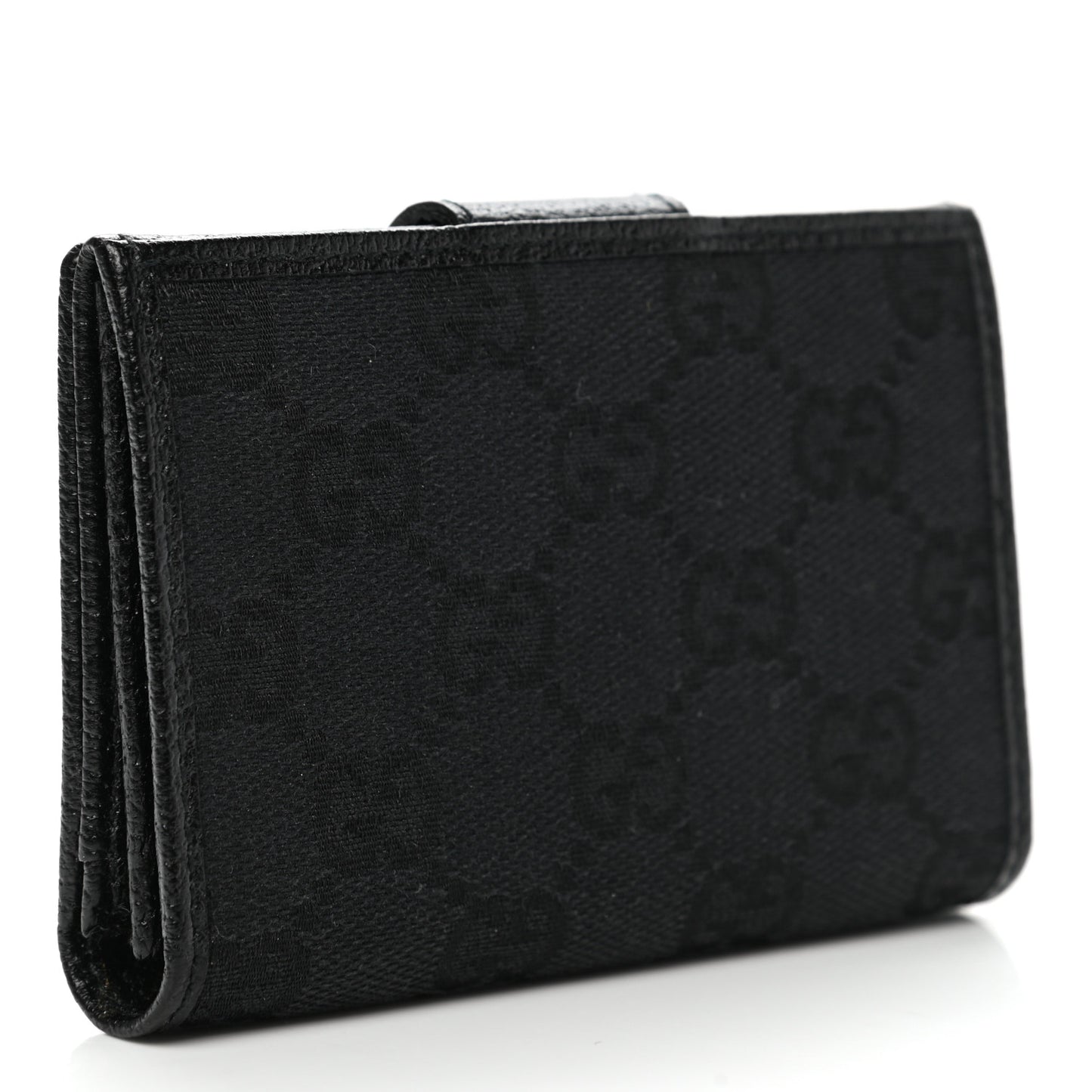 Monogram Metal Bar Compact Flap Wallet Black