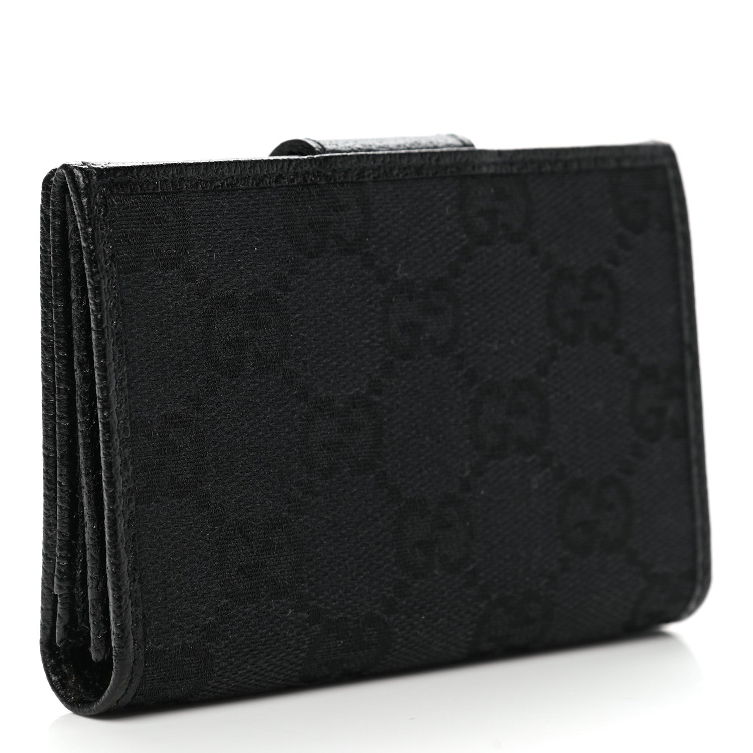 Gucci Monogram Metal Bar Compact Flap Wallet Black 3 of 8