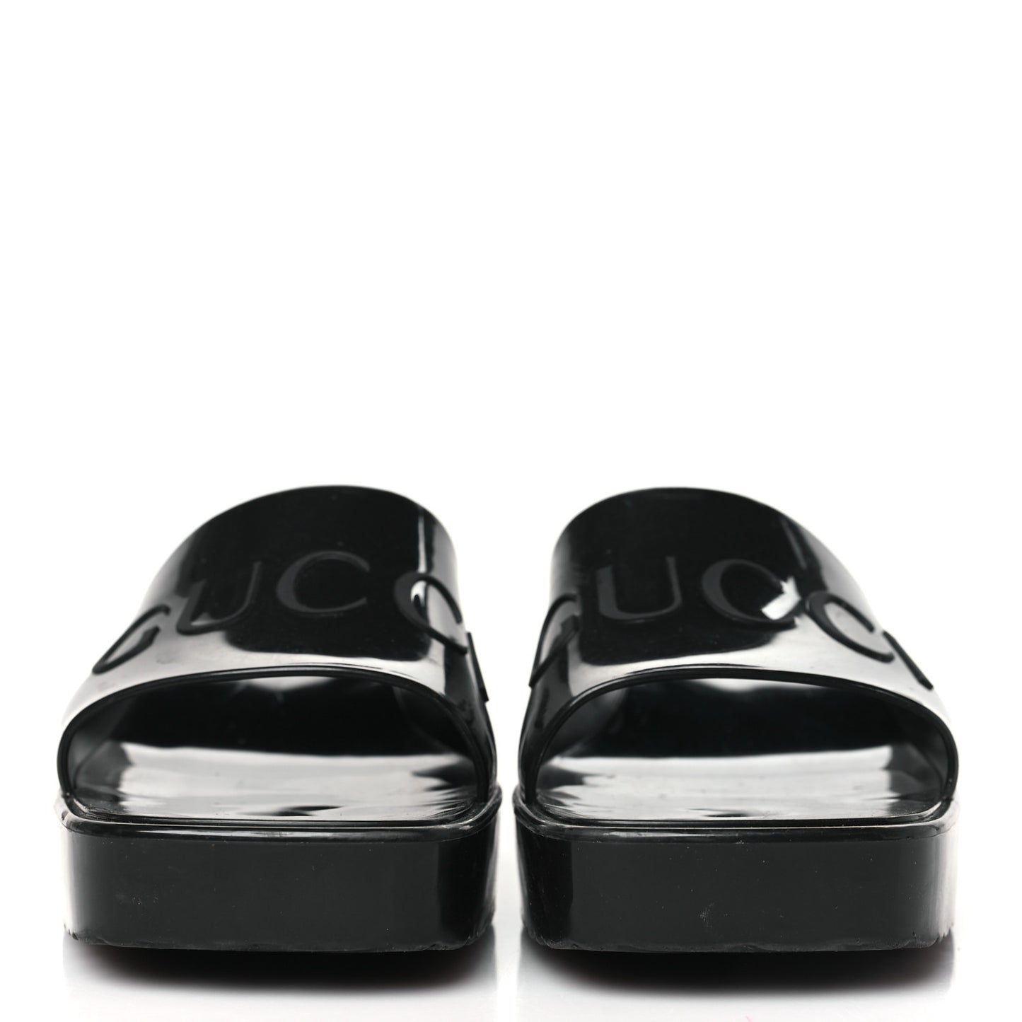 Rubber Gucci Logo Womens Platform 20/60mm Slide Sandals 36 Black