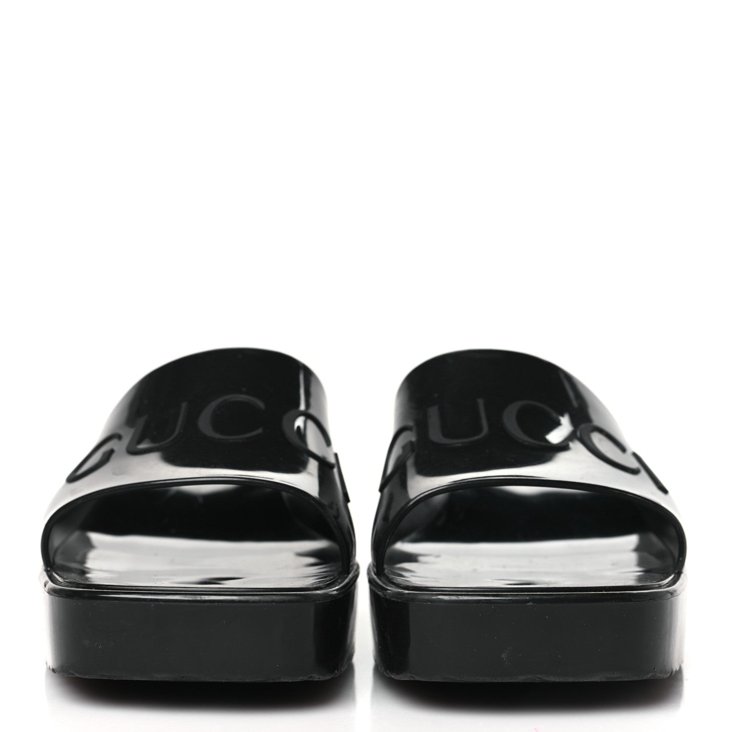 Gucci Rubber Gucci Logo Womens Platform 20/60mm Slide Sandals 36 Black 2 of 8
