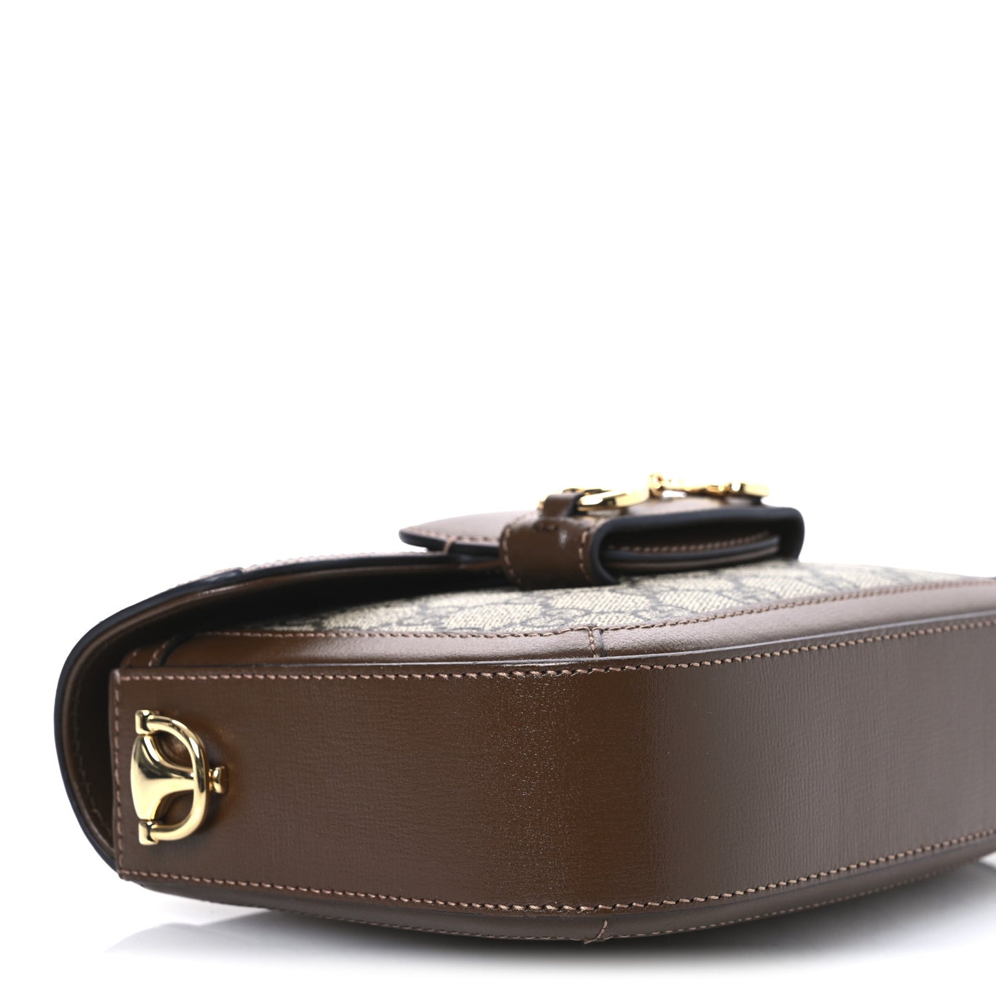 GG Supreme Monogram Web Mini Horsebit 1955 Shoulder Bag Beige Brown Sugar