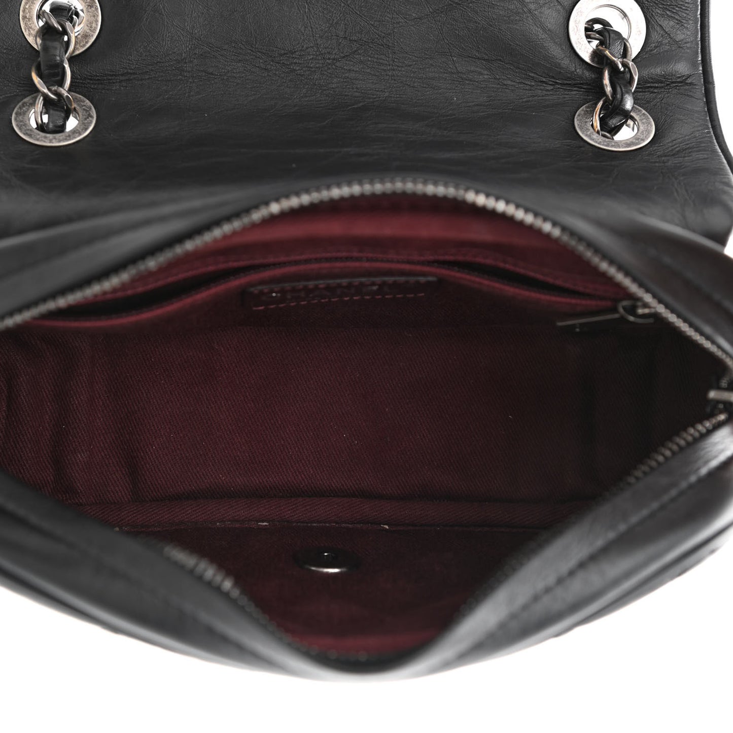 Aged Calfskin Quilted Small Easy Flap Black