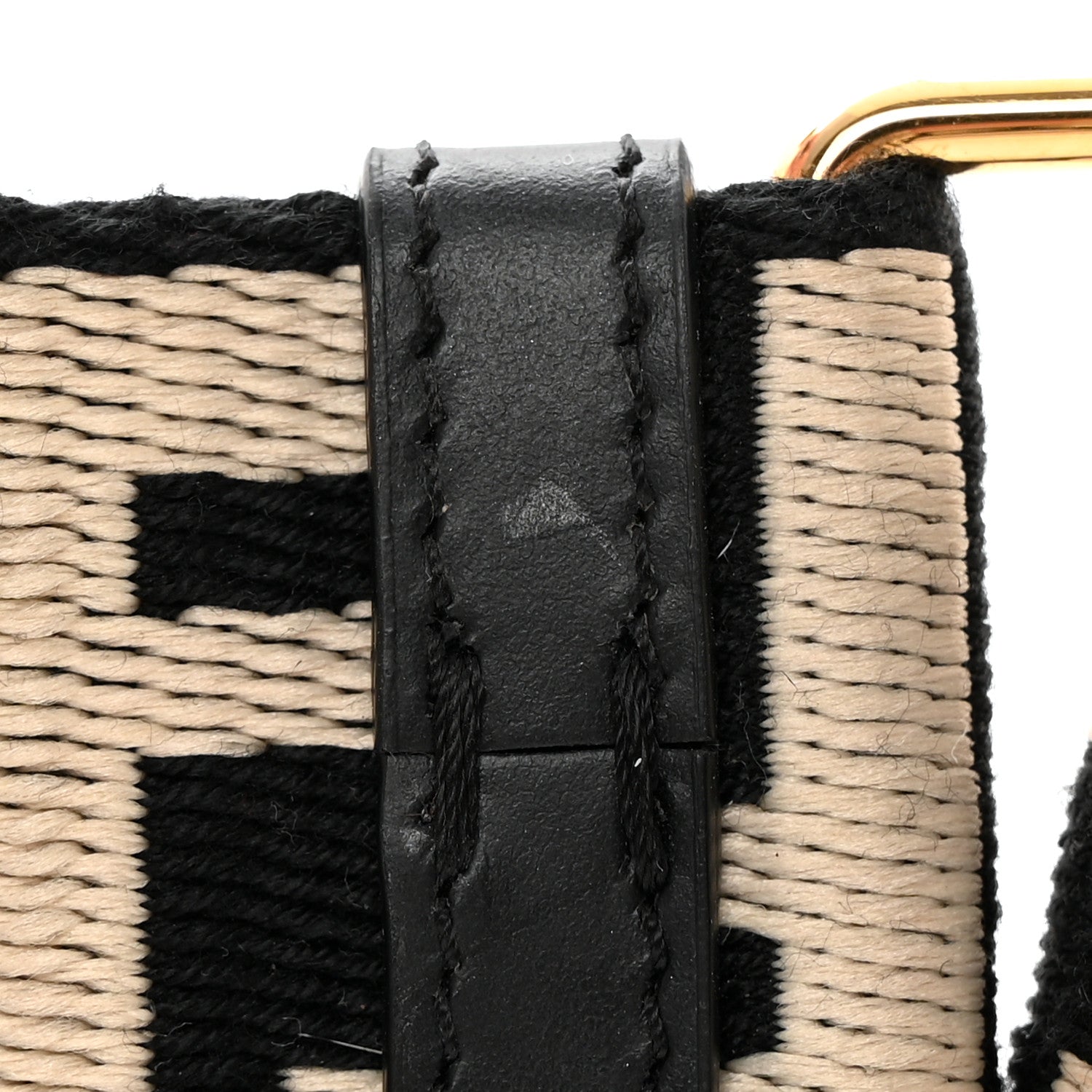 Fendi Jacquard Ribbon Vitello King FF Bi-Color Intreccio Adjustable Strap You Black White 5 of 8