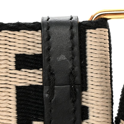 Fendi Jacquard Ribbon Vitello King FF Bi-Color Intreccio Adjustable Strap You Black White 5 of 8