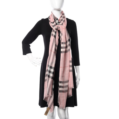 Burberry Wool Silk Gauze Giant Check Scarf Alabaster Pink 2 of 4