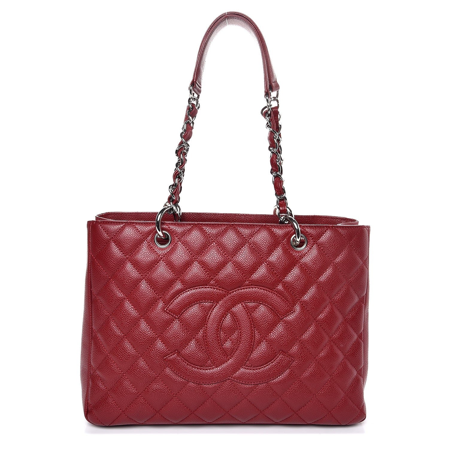 Chanel Caviar Quilted Grand Shopping Tote GST Red 1 of 10