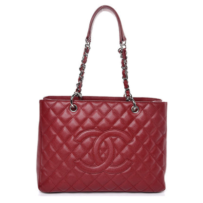 Chanel Caviar Quilted Grand Shopping Tote GST Red 1 of 10