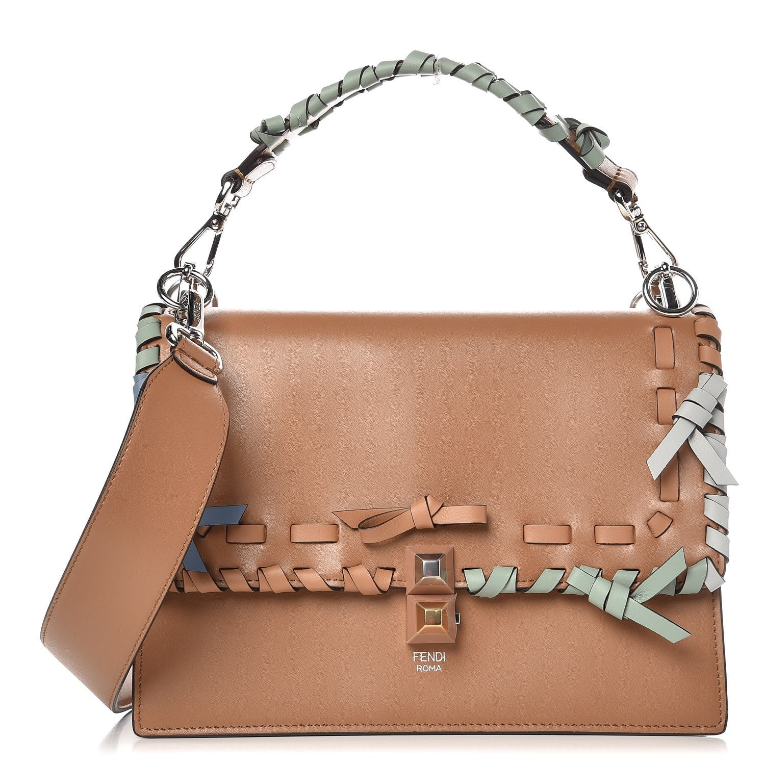 Fendi Vitello Liberty Whipstitch Bow Kan I Shoulder Bag Orzo Multicolor 1 of 7