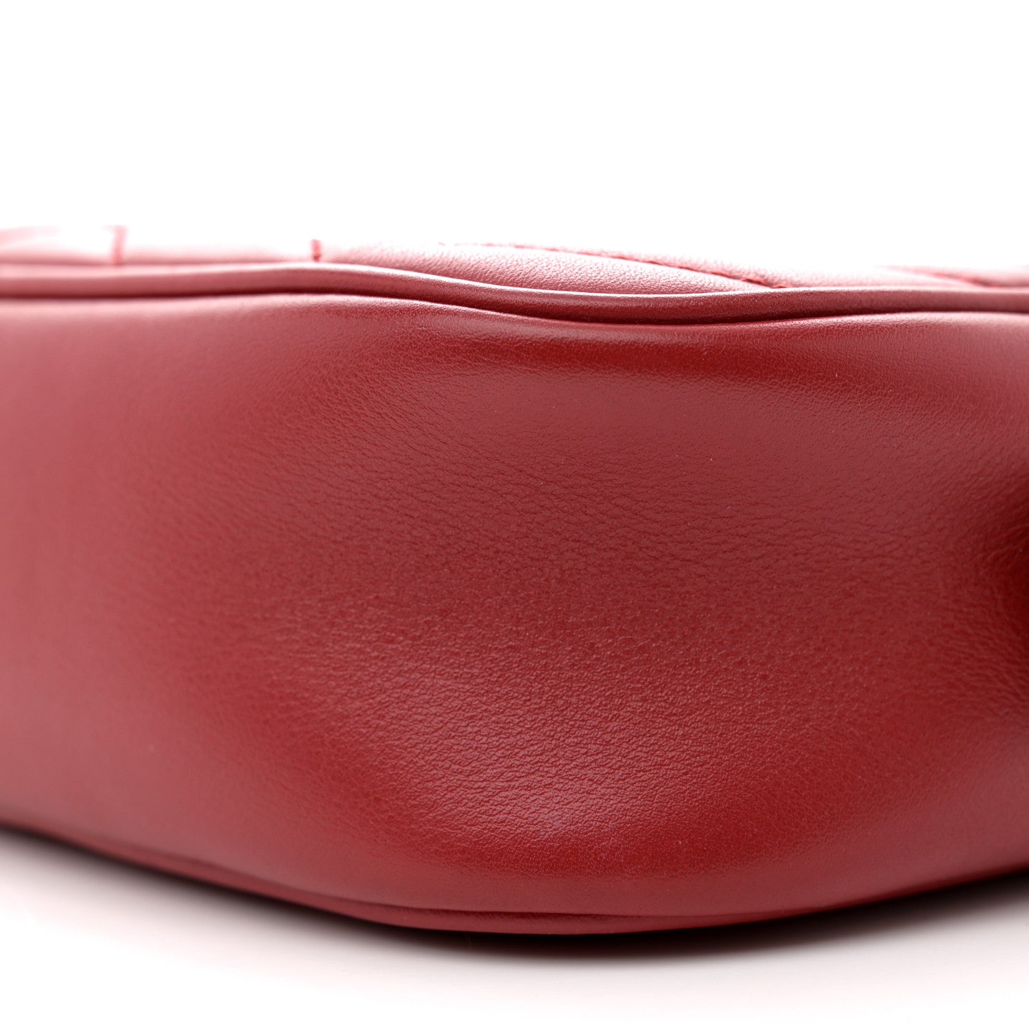 Gucci Calfskin Matelasse Mini GG Marmont Chain Shoulder Bag Hibiscus Red 12 of 13