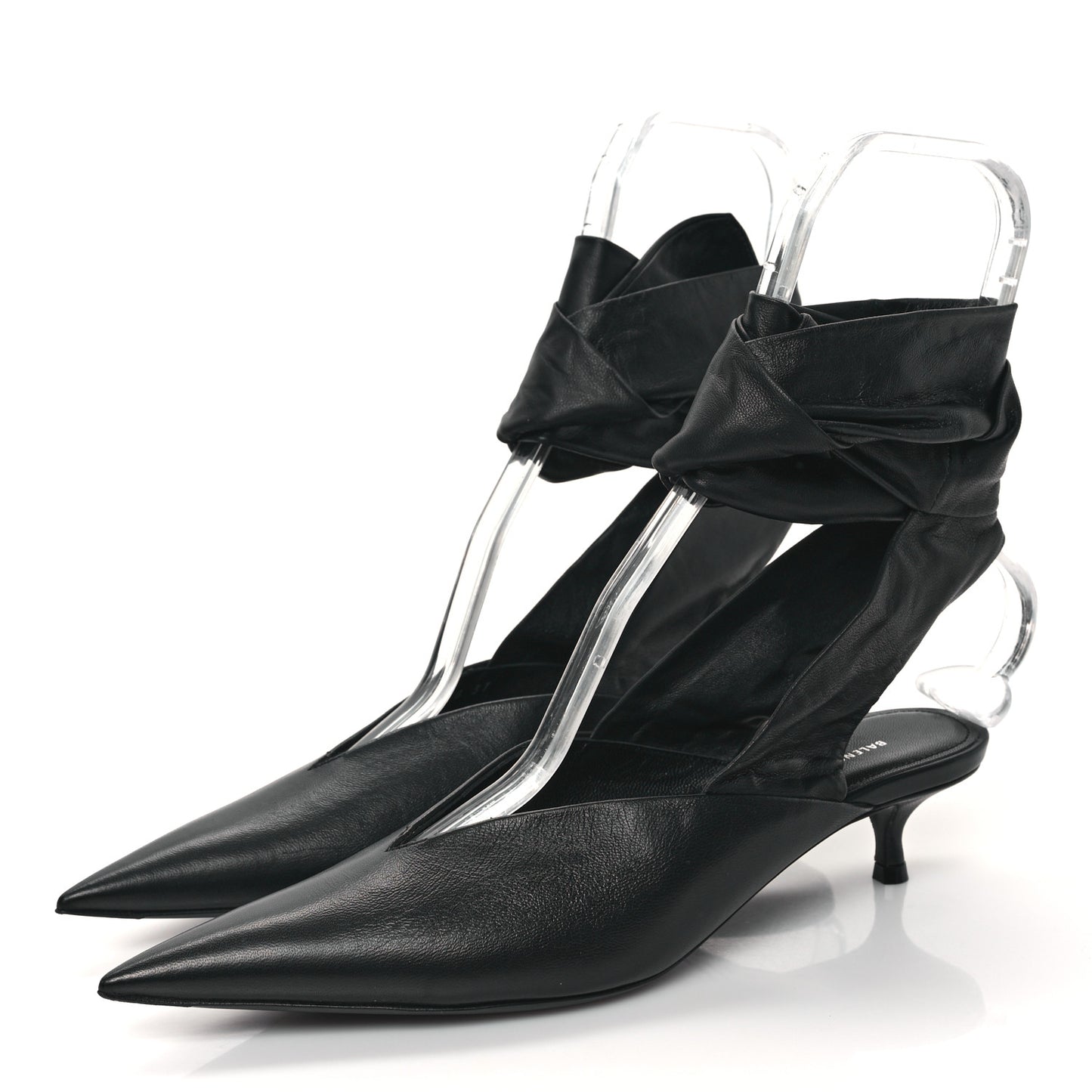 Soft Nappa Pointed Toe Wrap 40mm Mules 37 Black