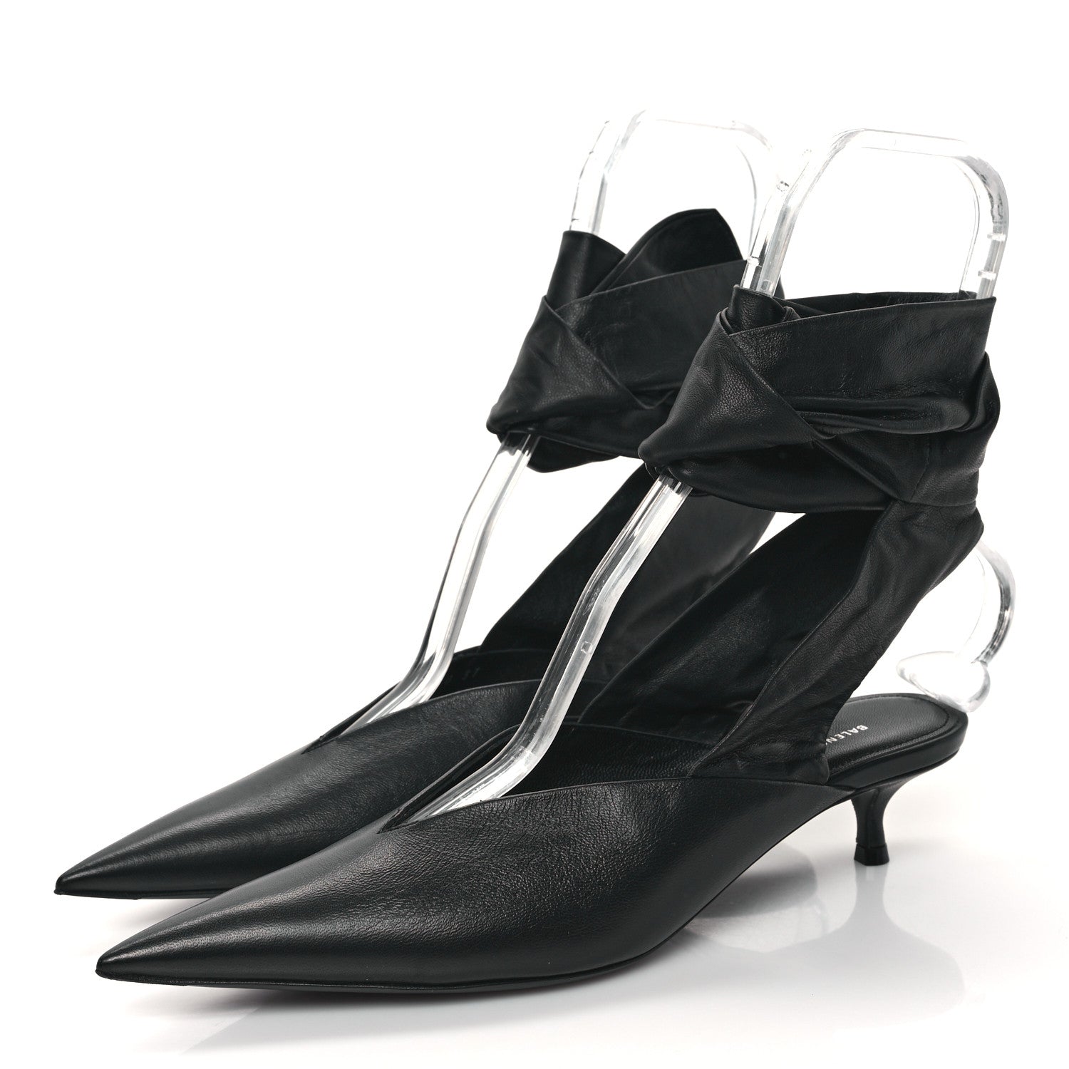 Balenciaga Soft Nappa Pointed Toe Wrap 40mm Mules 37 Black 3 of 9