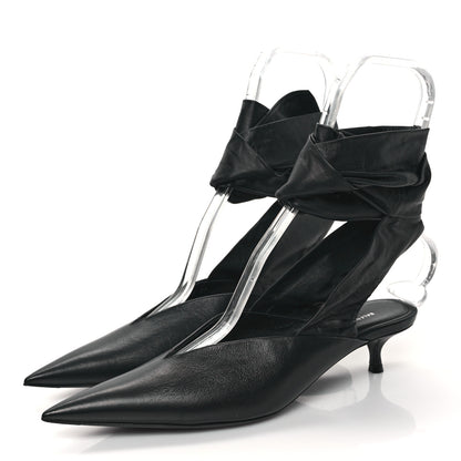 Balenciaga Soft Nappa Pointed Toe Wrap 40mm Mules 37 Black 3 of 9
