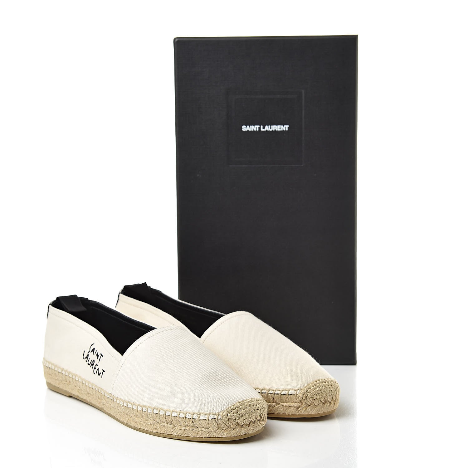Saint Laurent Canvas Nappa Elba Light Logo Embroidered Espadrilles 39 Panna 8 of 8