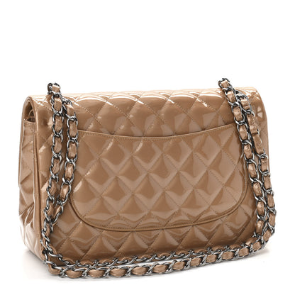 Chanel Patent Quilted Jumbo Double Flap Bronze 3 of 11