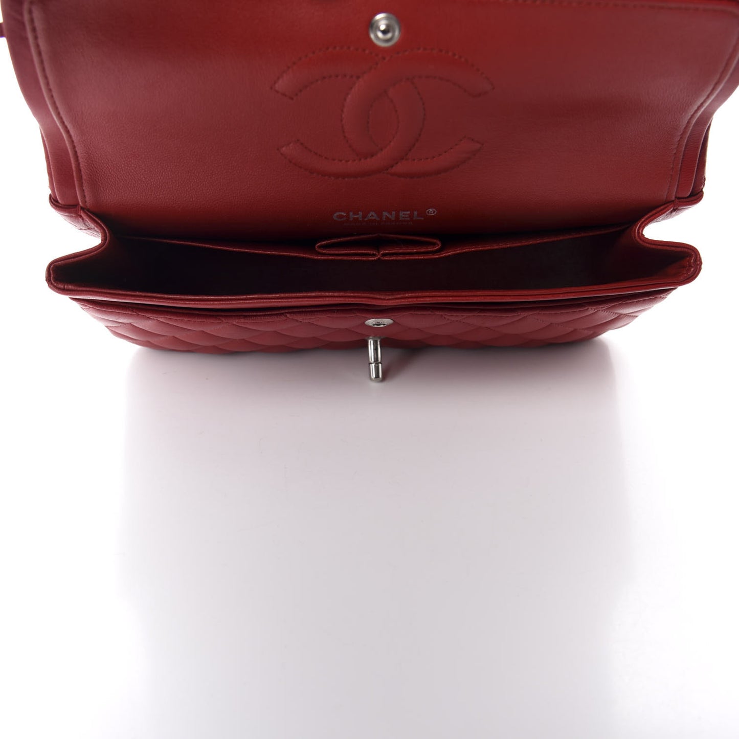 Lambskin Quilted Medium Double Flap Red