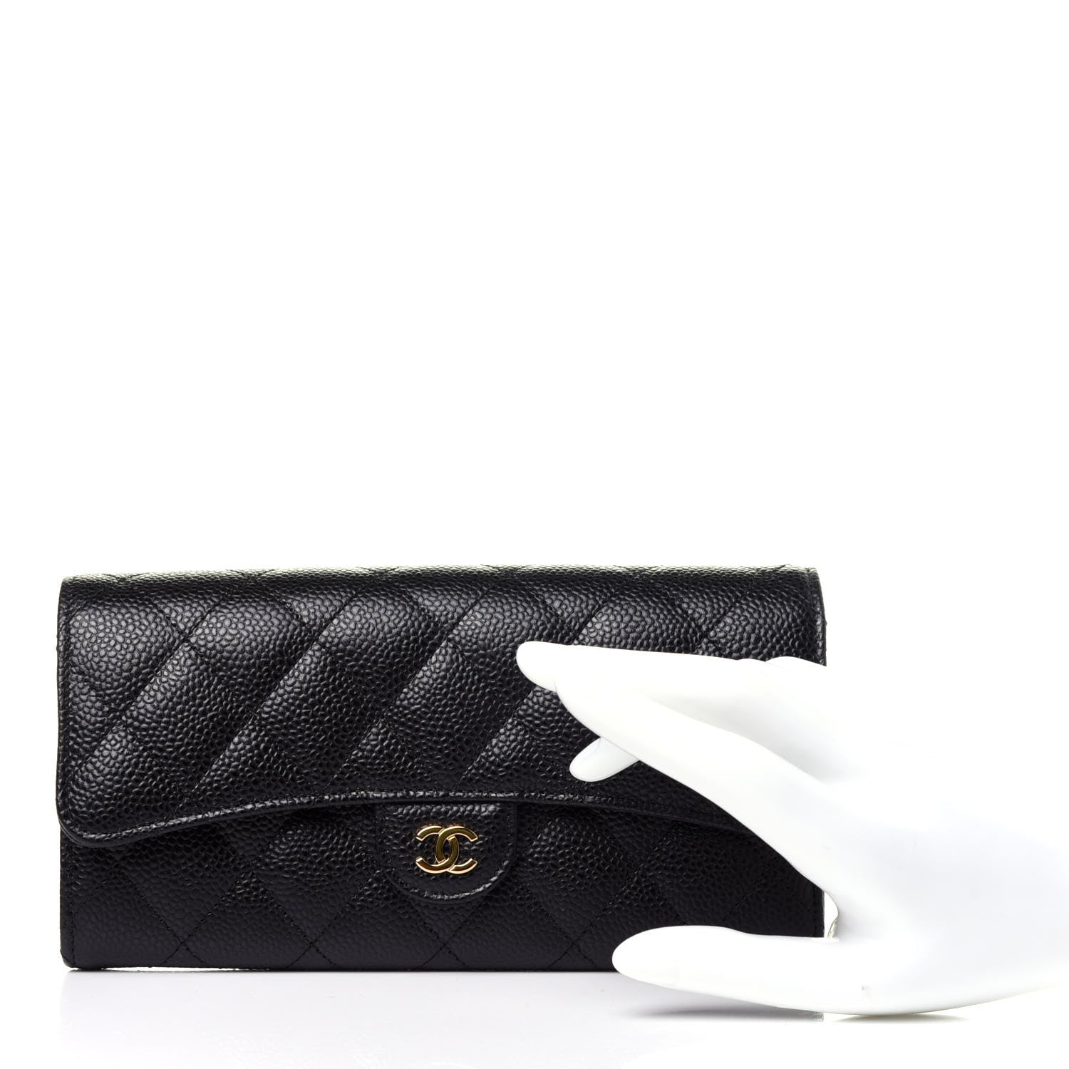 Chanel Caviar Quilted Large Gusset Flap Wallet Black 2 of 10