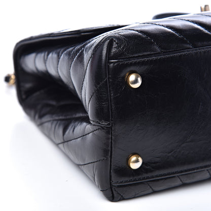 Chanel Calfskin Chevron Quilted Small Coco Handle Flap Black 7 of 16